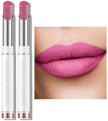Latixmat Non Transfer Waterproof Smudge Proof Long Lasting Matte Lipstick Combo(Rose Pink, 8 g)