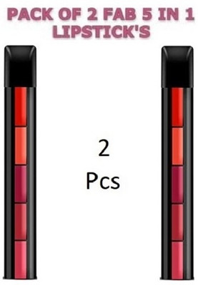 rezmay Beauty Creamy Enrich Matte 5 in 1 Fab Lipstick Combo Pack Set of 2(The Swiss Red Edition, 15 g)