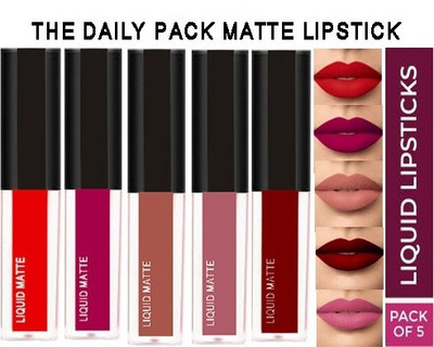FLENGO The Daily Pack Professionally Forever Matte Liquid Lip Colour Combo Pack Of 5 pc(Multi-Color, 20 ml)