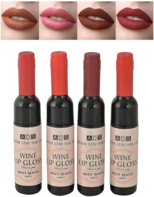 Ashyra Wine Lip Gloss Matte Lipstick (Pack of 4)(Wine Colour, 10 ml)