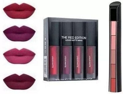 SEINON’S Women's Longlasting Matte Shades 5 in 1 Red and 4 Set Liquid Mini Lipstick(Multicolor, 20 g)