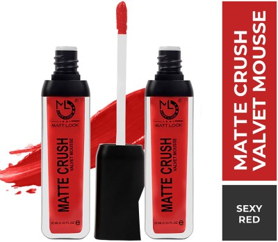 MATTLOOK Matte Crush Velvet Mousse Lipstick, Sexy Red (10ml) Pack of 2(Sexy-Red, 10 ml)