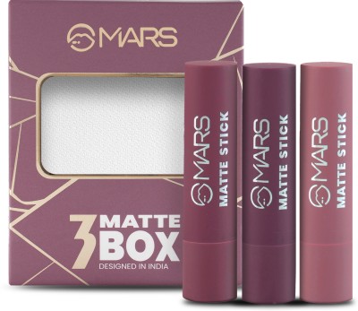 MARS 3 Matte Box Lipstick Pack Of 3(Plums-03, 9.6 g)