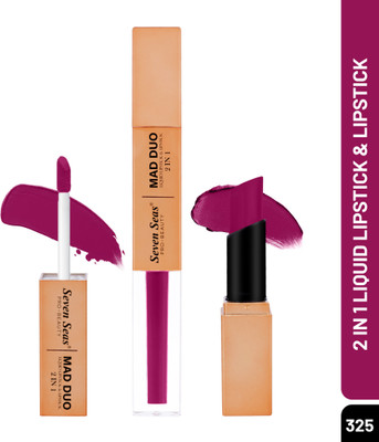 Seven Seas 2in1 Mad Duo Liquid Lipstick Non-Transfer Long-Lasting WaterProof Matte Lipstick(Fuchsia, 4 ml)