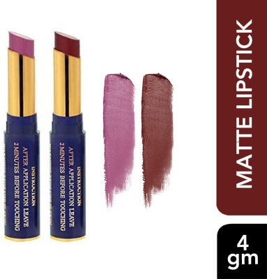 Meilin Non Transfer Lipstick Combo Pack, Matte Finish,- In Gold Deluxe and Red Wine(Multicolour, 8 g)