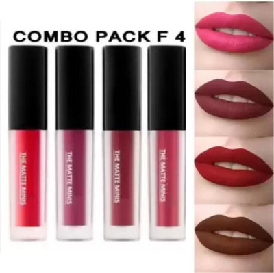 Hidden Beauty Mini Matte Liquid Lipstick Red Edition Pack of 4..(Multicolor, 10 ml)