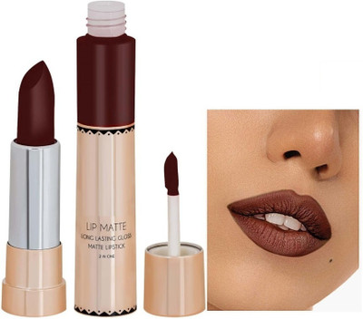 DARVING NEW 2 IN 1 LIQUID MATTE FINISH KISS PROOF LIPSTICK(COFFEE, 8 g)