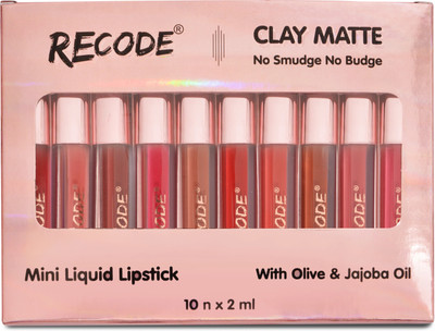 recode Clay Matte Liquid Lipstick (10 X 2ML)(Multicolor, 20 ml)