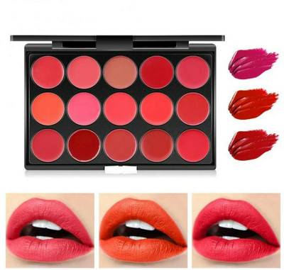 HUZURLU 15 COLOR Long Lasting & Waterproof Creamy Matte Lipstick Palette(Multi color, 15 g)
