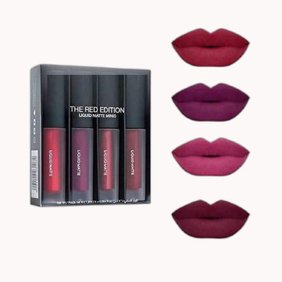 Sarbeau 4 Shades Red Lipstick 4in1 Red Edition Liquid Matte_C_169(Multi, 10 ml)
