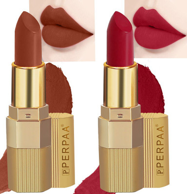 Perpaa Weightless Matte Waterproof L(Matte Rust Brown ,Matte Apple Red, 7 g)