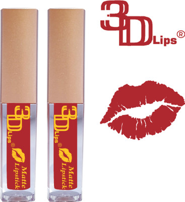 3D-LIPS Matte Me Non Transferable Liquid Lipstick Pack of 2(Maroon, 5 ml)