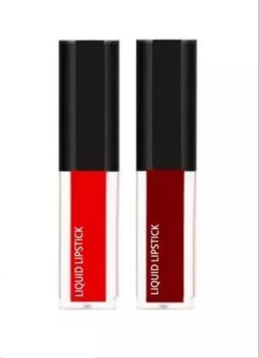 MILANMIS Smudge proof Waterproof Long lasting Liquid matte Lipstick Non Transfer Set Of 2(Red, multicolor, 16 ml)