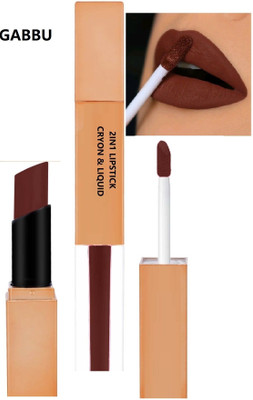 GABBU Women best 2 in 1 Matte liquid Lipstick and Matte crayon lipstick(BROWN)(BROWN, 8 g)