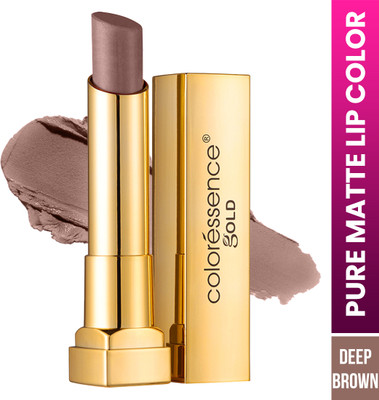 COLORESSENCE Pure Matte Lipstick |Waterproof & Longlasting|Highly Pigmented |Gold Range V8(Deep Brown, 3.3 g)