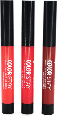 face tech COLOR STAY LIP CRAYONS (COMBO OF 3)(Red, Orange, 8 g)
