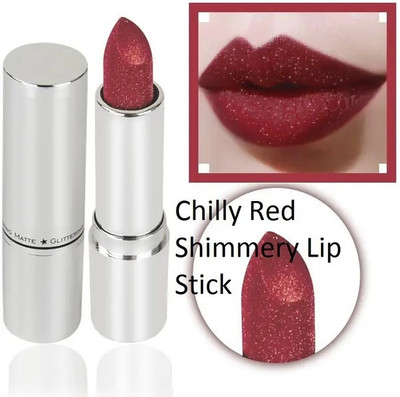 GABBU Shimmery Sparkly Magical Metallic Glitter Lipstick/Eye Shadow(RED, 3.6 g)