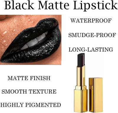 USBK Black Lipstick Matte Long Lasting for Women Smudgeproof(BLACK, 3.6 g)