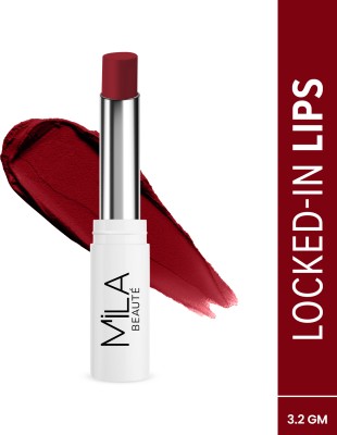 mila beaute Locked In Lips Lipstick Transfer Proof with Velvety Texture Lightweight(Berry Me, 3.2 g)