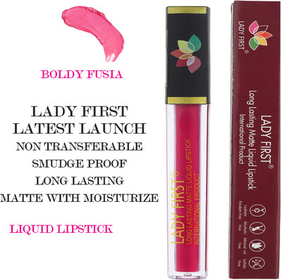 lady first long lasting non transferable matte plus glossy liquid lipstick(PINK, 6 ml)