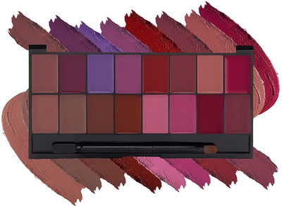 MYEONG 16 Color Multi Color Ultra Pigmented and Matte Lipstick Palette(Multi Shade, 36 g)