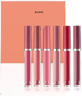 BLUSHIS Waterproof Matte Liquid Lipstick Combo Set of 6pc(Multicolour, 15 ml)