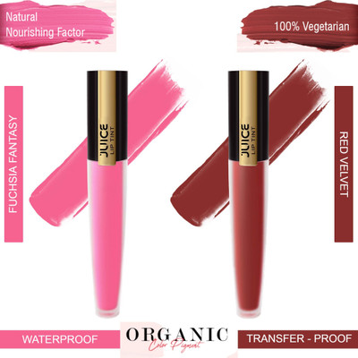Juice Matte Lip Tint Combo L12 Shade No.: M-04, M-07(FUCHSIA FANTASY, RED VELVET, 8 ml)