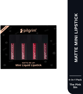 Pilgrim Mini Liquid Lipstick 4 in 1 Pack Smudgeproof, Hydrating & Lightweight(The Pink Sin, 4 ml)