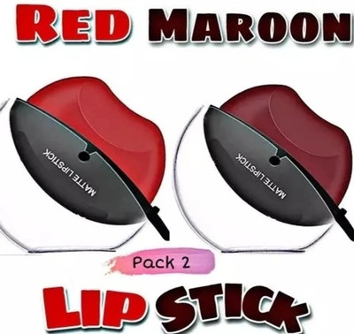 Emijun Apple Shape Lazy Quick Matte Lipstick Long-Lasting Wear Non-Stick Cup Not Fade*(RED, MAROON, 20 g)