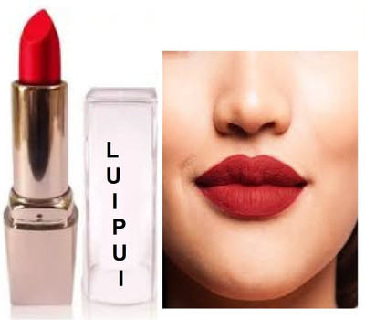 Luipui red crayon matte look lipstick waterproof pack of 1(red, 6 g)