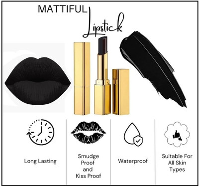 Vyomiris PROFESSIONAL BLACK COLOR LIPSTICK CREAMY MATTE FORMULA(BLACK, 3.6 g)