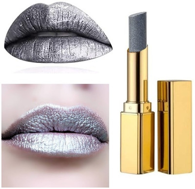 BLUEMERMAID PROFESSIONAL CREAMY SHIMMER SHINY MATTE GREY COLOR LIPSTICK(SILVER, 3.6 g)