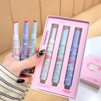 DAIMANPU GEGE BEAR Matte Lipstick Set- Long-Lasting, Click & Pop, Korean Cryaon Lipstick(SET B, 6 g)