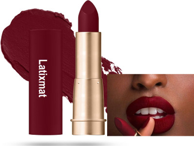 Latixmat Full Coverage Lipstick Transferproof Highly Maroon Pigemented Lipstick(Maroon, 3.5 g)