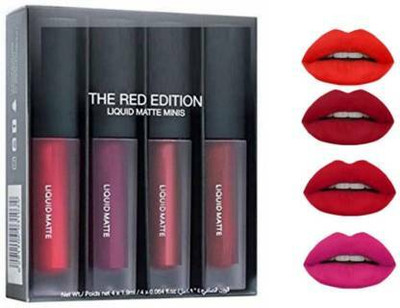 TUMR ProfessionaL Liquid Lipstick Pack, of 4 Mini Lipsticks, Super Stay Matte Finish(RED EDITION, 24 ml)