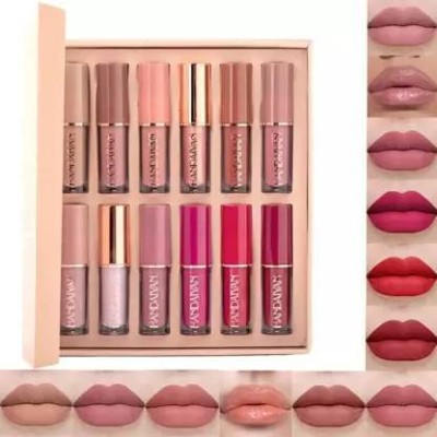 HANDAIYAN Handiyan Smudge Proof Waterproof Matte Liquid Lipstick Combo 12 pc(multicolour, 30 ml)