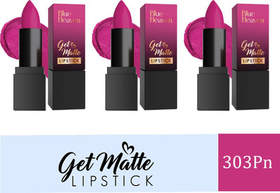 BLUE HEAVEN Get Matte Lipstick 303Pn_4G ( Pack Of 3 )(pink, 18 ml)
