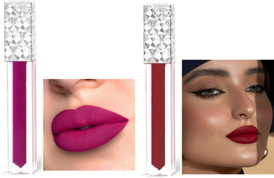 ADJD Smudge Proof Longlasting liquid Matte Lipstick Magenta & Dark red(MULTICOLOR, 10 ml)