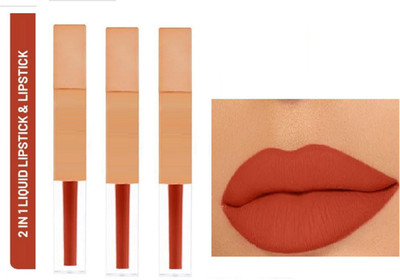 Luipui Amazing matte finish long lasting orange color lipstick for matte look pack of 3(ORANGE, 21 ml)