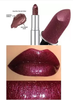 GABBU Shimmery Sparkly Magical Metallic Glitter Lipstick 3D Shade(dark maroon, 0.3 g)