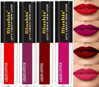 BLUSHIS Non Transfer Sensational Liquid Lipsticks Combo set 4(multicolour, 16 ml)