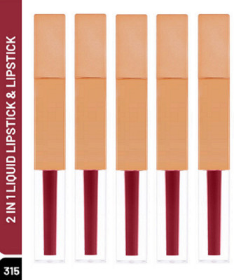 Luipui NEW MATTE CRUSH FADE & NON TRANSFER PROOF LIPSTICK FOR ALL DAY WEAR PACK OF 5(MEDIUM CARMINE, 35 ml)