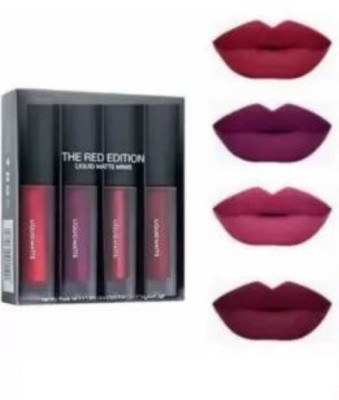 kHUDAt ssom Water Proof Liquid Matte Beauty Lipstick 4 Pcs (SYDNEY)(RED, 4 g)