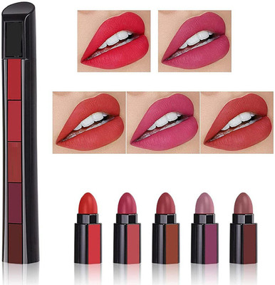 Yuency LONG LASTING & MATTE FINISH 5 IN 1 LIPSTICK(multi color, 6 g)