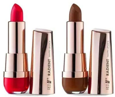 RED4 R4 ( red+ maroon ) radient lipstick pack of 2(multi, 5 ml)