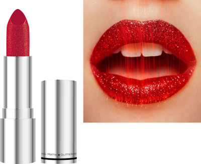GULGLOW99 lipstick waterproof long lasting diamond shimmer metallic lips(JAM RED, 3.6 g)