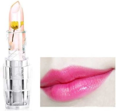 Crazy girl Waterproof Color Changing Flower Jelly Crystal Glossy Lipstick For Women & Girls(PINK, 6 g)