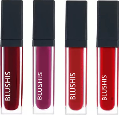 BLUSHIS The Red Edition Matte Liquid Lipstick Pack of 4 PC(Rede Editon, 16 ml)