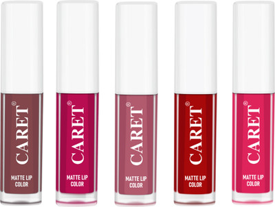 Caret Matte Liquid Lipstick For Highly Pigmented Pack of 5(Multicolor, 10 ml)