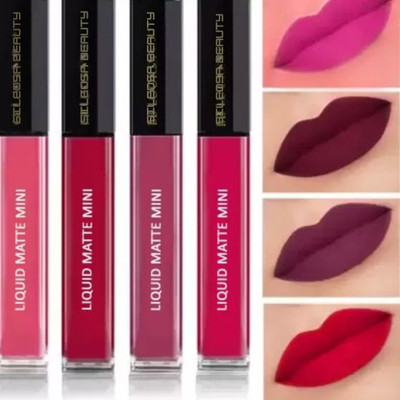 SILEOSA Matte liquid lipstick Non Transfer (MULTICOLOR, 8 ml)(Red Mini_e, 4 ml)